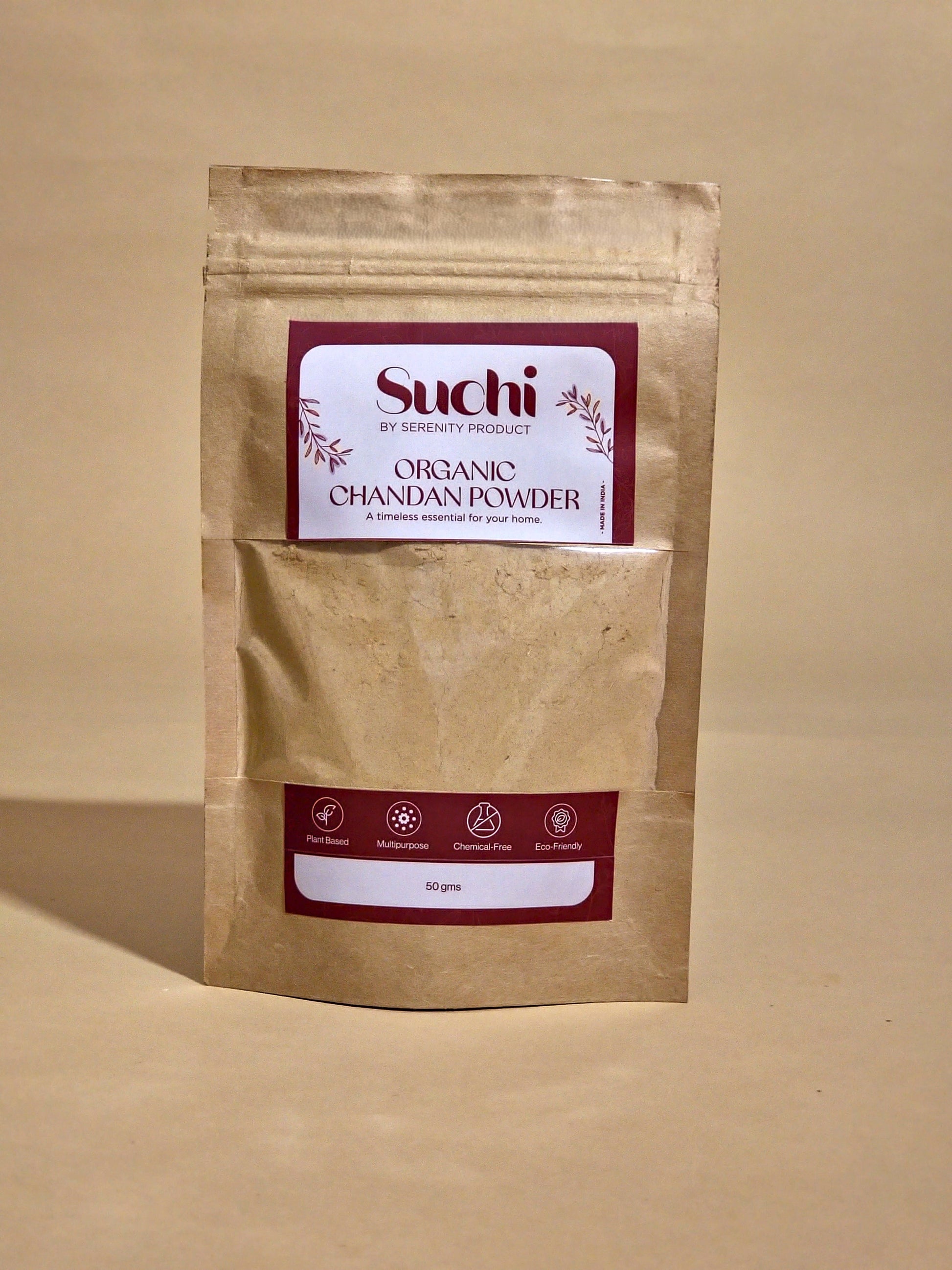 Suchi by serenity Product Organic Chandan Powder – 100% Pure Sandalwood Powder | Natural Face Pack for Glowing Skin | Ayurvedic Skin Brightening & Tan Removal | Herbal Chandan Powder for Face & Body | Buy Online | Chemical-Free