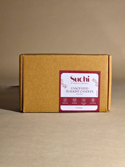 Suchi by Serenity Unscented Tealight Candles – High-Quality, Long-Lasting Wax Candles for Relaxation, Yoga, and Special Moments – Shop Online